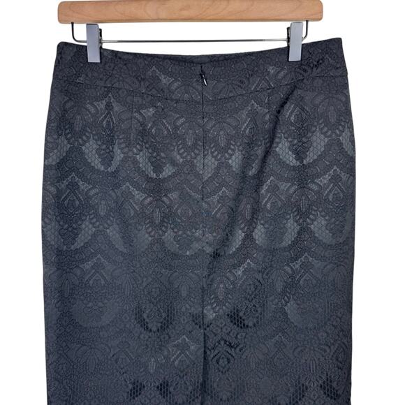 Ann Taylor NWT Black Textured Lace Illusion High Waist Career Pencil Skirt - Picture 4 of 6
